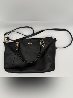 Coach Black Pebbled Leather Shoulder Bag with Gold Accents